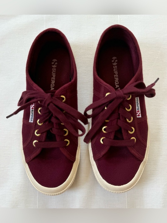 Superga Shoes - Superga 2750 Cotu Classic Low Top Lace Up Burgundy Sneakers